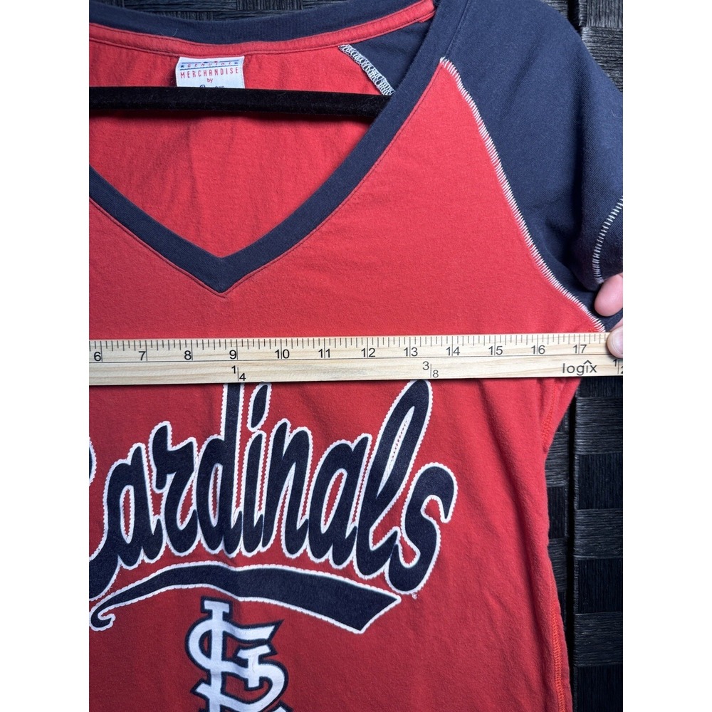 St. Louis Cardinals Womens Large Red Short Sleeve Raglan Sleeve V Neck - Picture 6 of 16